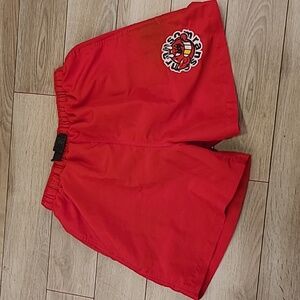 RANSOM Clothing Red Belted Devil Logo USA Sz S Mens Athletic Casual Skate Shorts